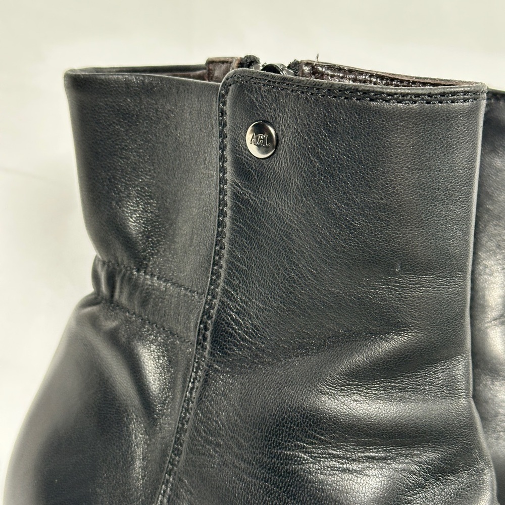 AGL leather ankle boots essential mid heel zip Italian design 38.5 black - Picture 5 of 11